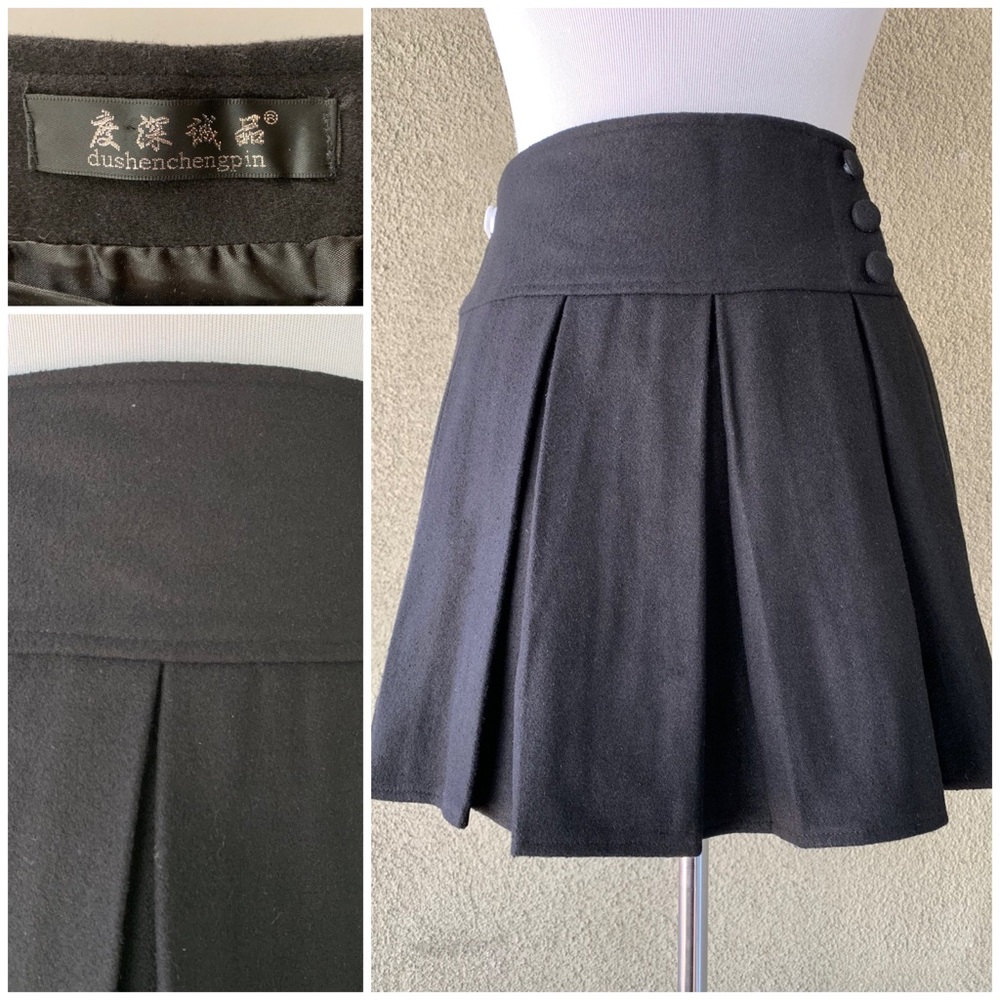 🔥5/$20🔥Wednesday Adams Costume - Black Wool-Blend Pleated Mini Skirt size M